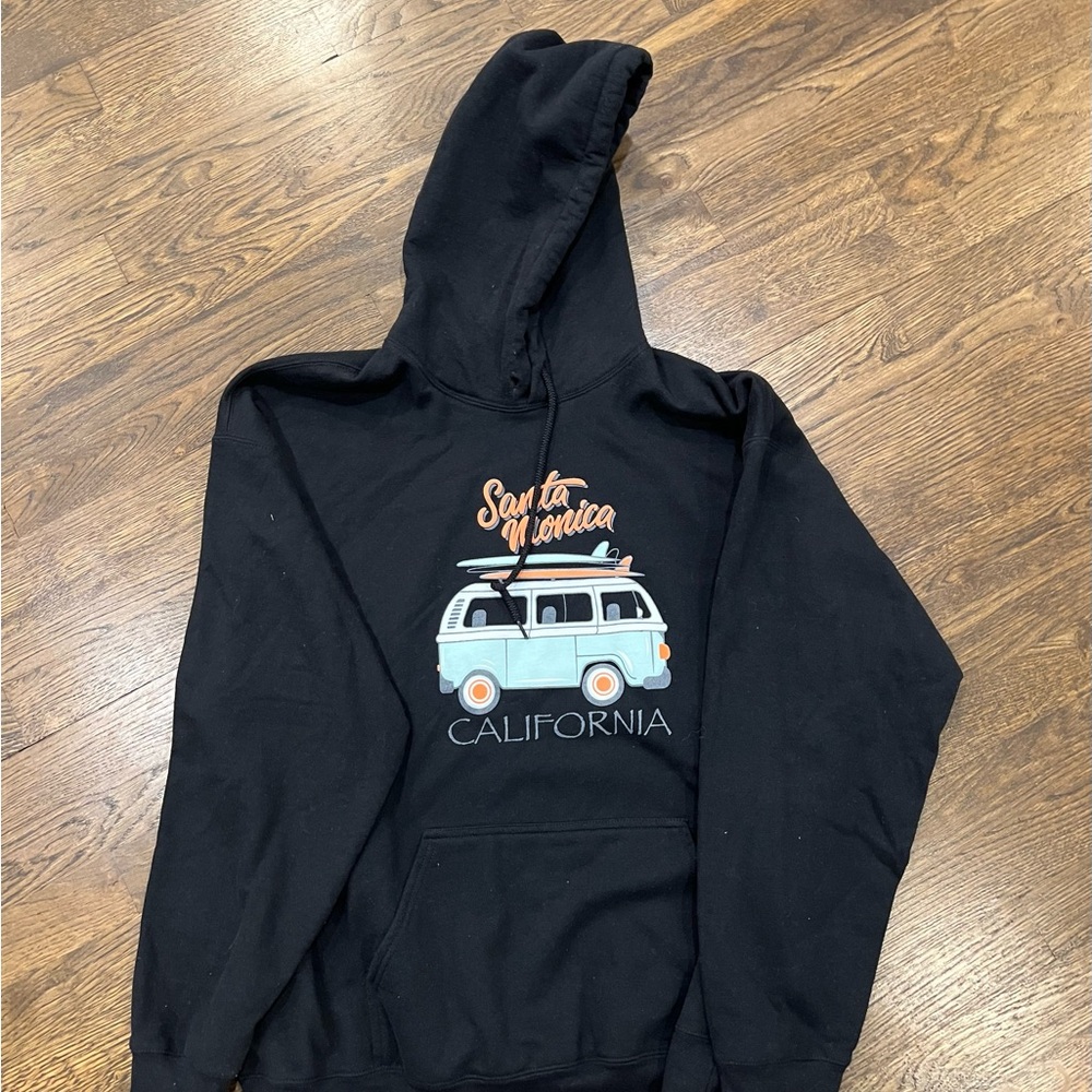 Black Santa Monica Hoodie with Van Graphic